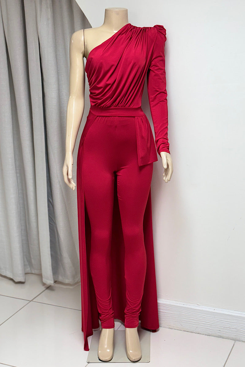 One Shoulder Long 2 Piece Set
