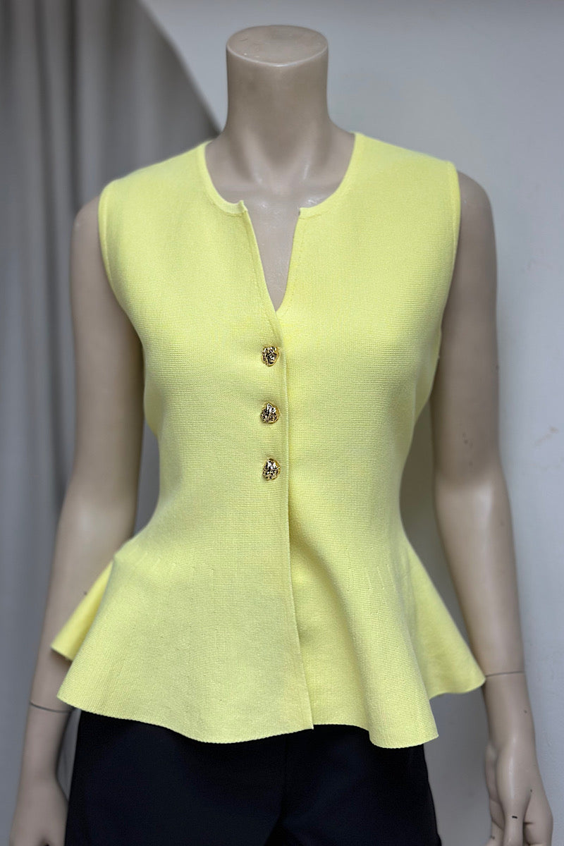 Gold Button Vest Top