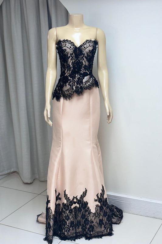 Nude/Black Lace Formal