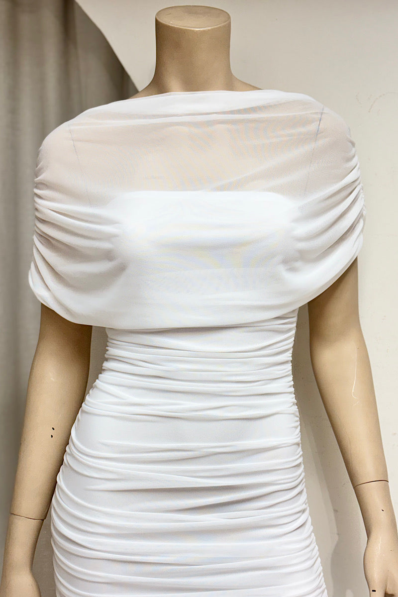 Ruched Fitted Midi Dress