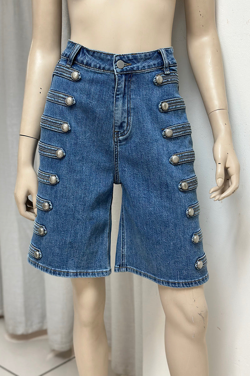 Wide Leg Denim Shorts