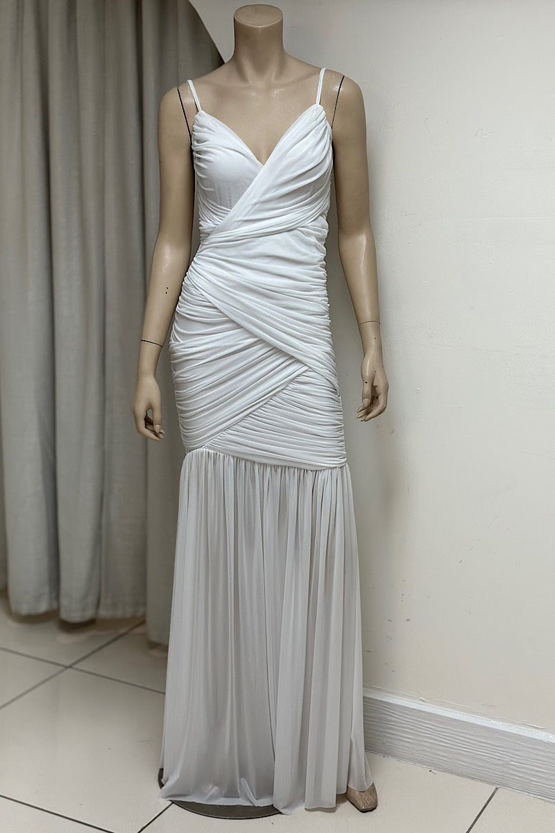 Thin Strap Criss-Cross Ruched Maxi Dress