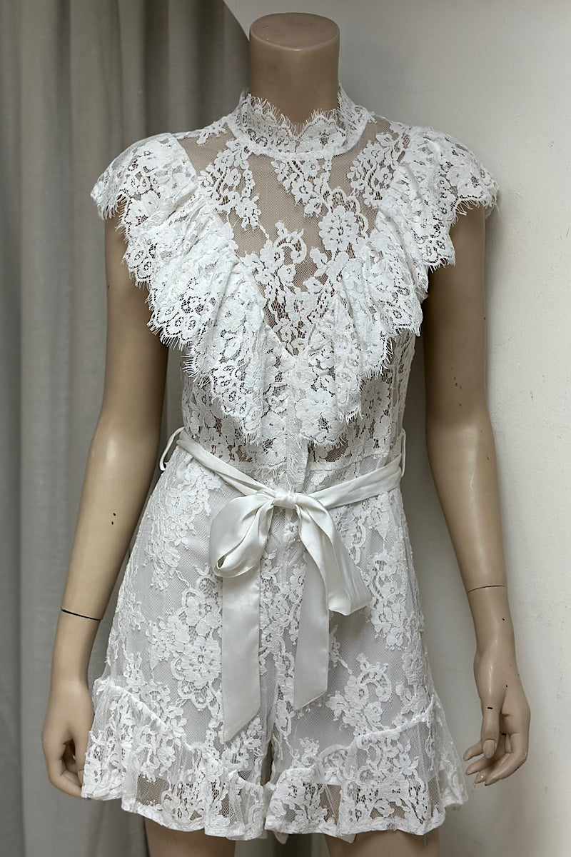 Lace Ruffle Sleeve Romper