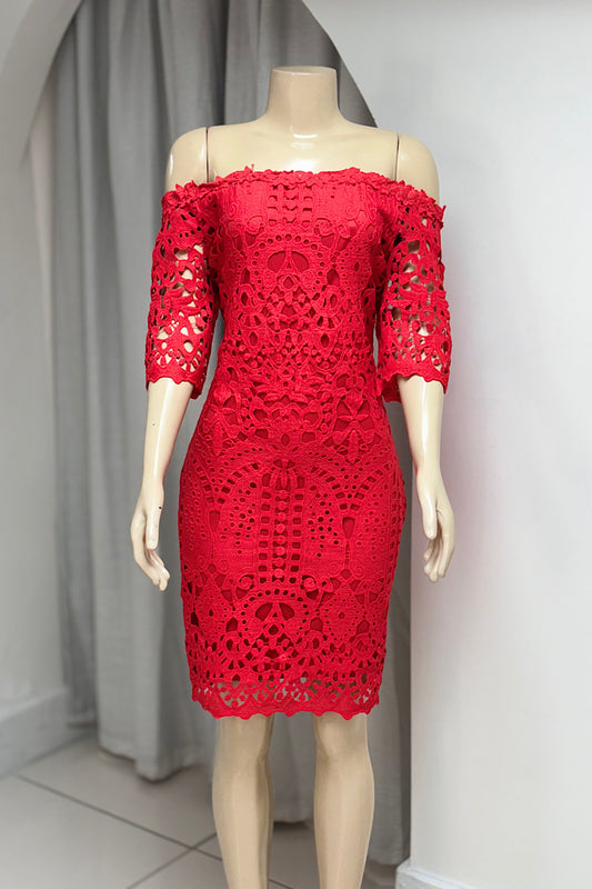 Red Crochet Dress