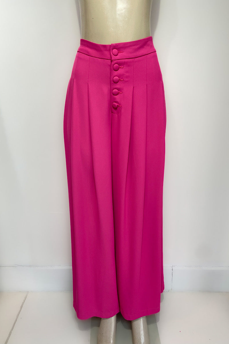 Curvy Wide Leg Button Pants