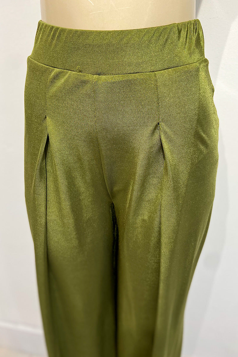Shiny Wide Leg Flowy Pants