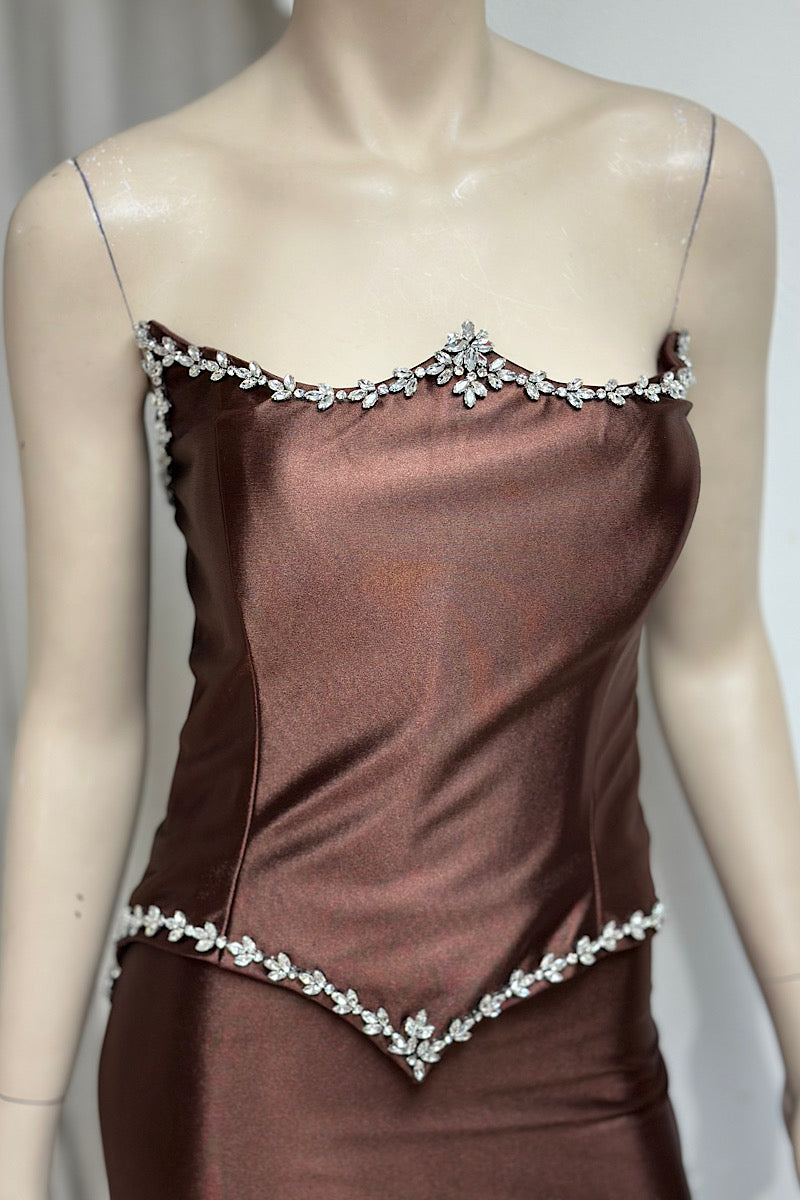 Corset Overlay Rhinestone Embellished Formal