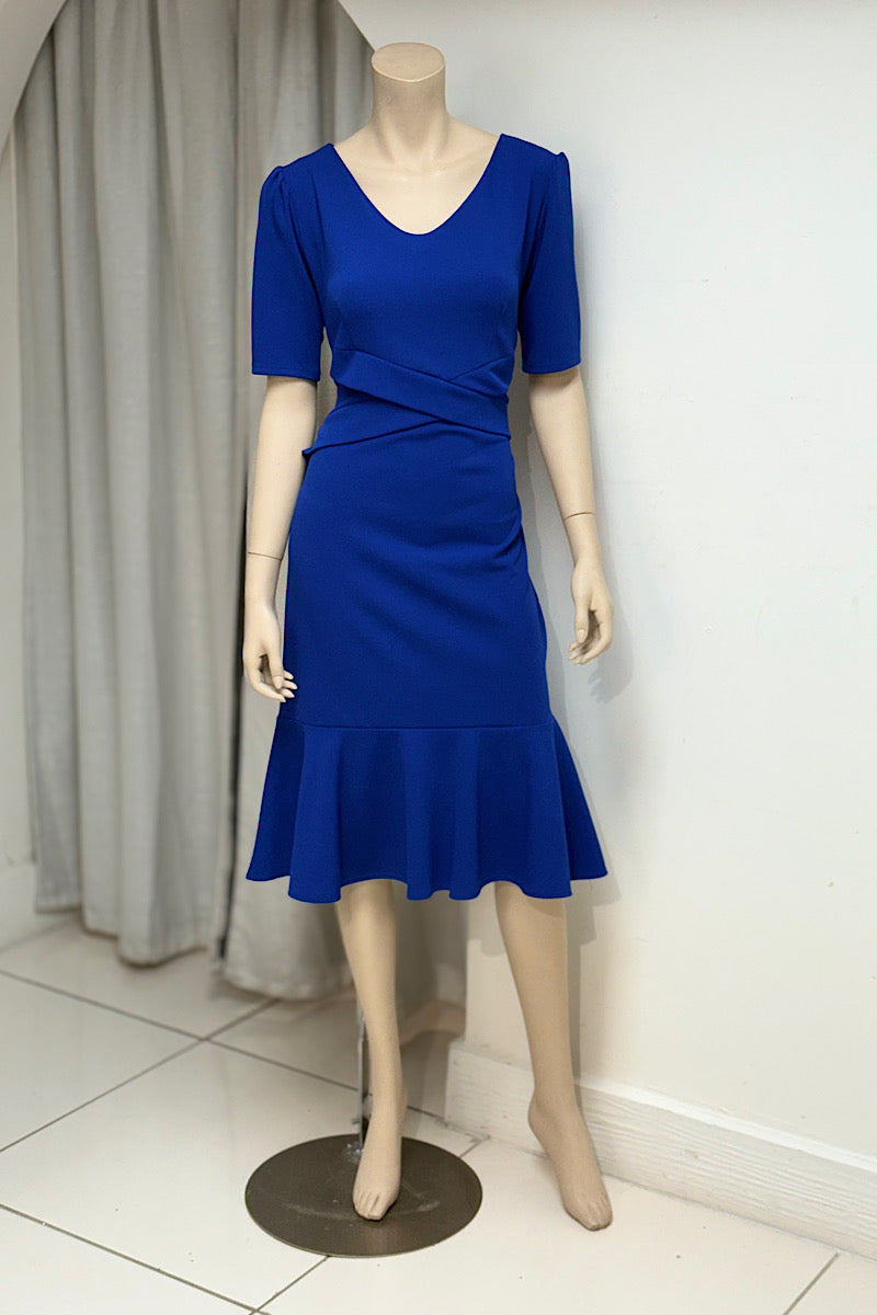 Flare Bottom Fitted Puff Sleeve Dress