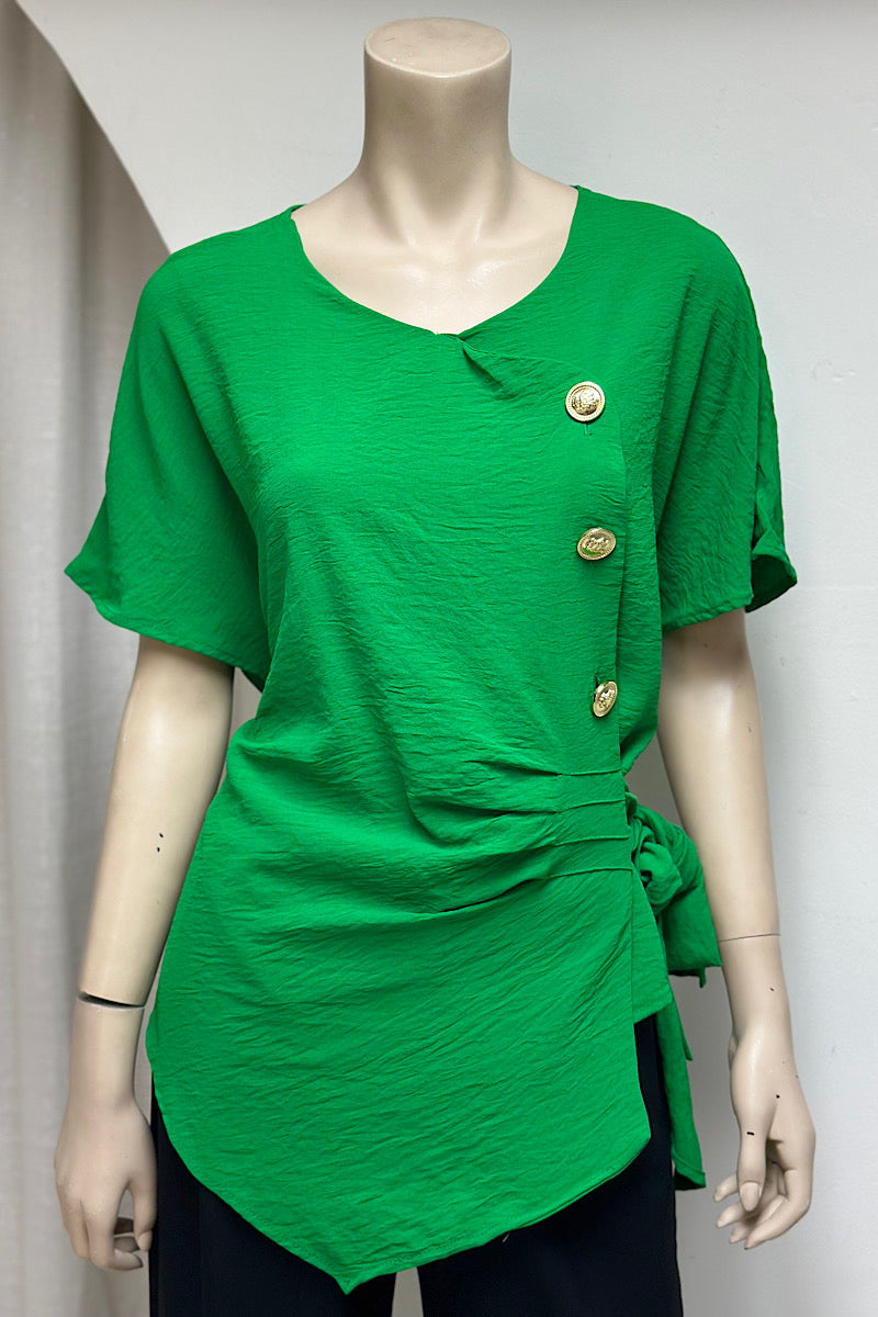 Asymmetrical Side Tie Flowy Top