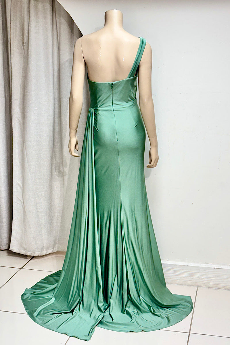 One-Shoulder Side Cape Formal