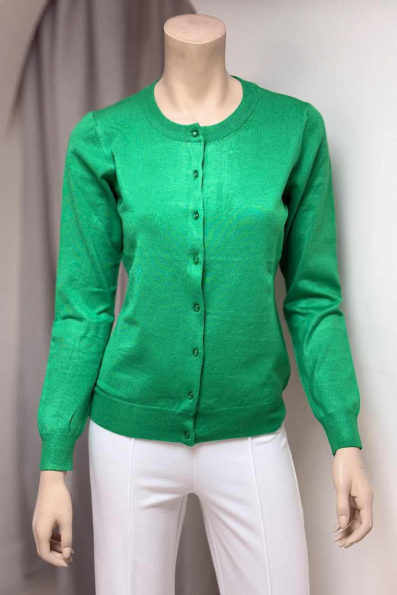 Round Neck Bubble Button Cardigan