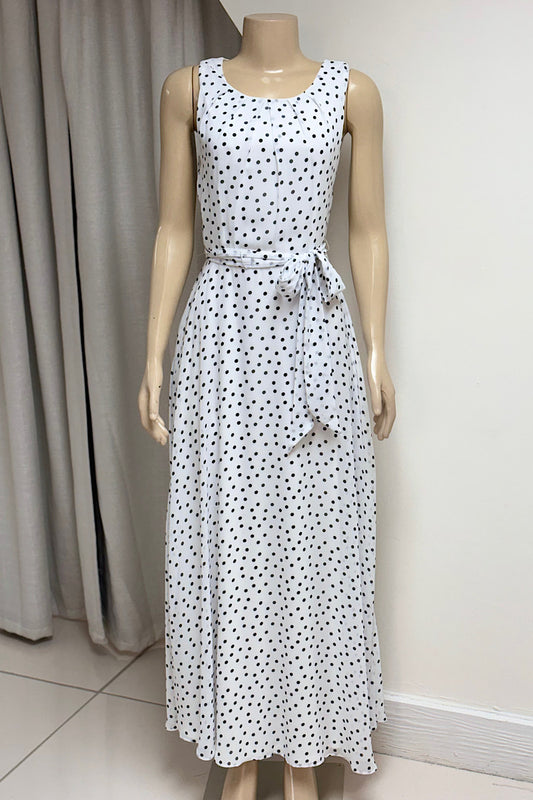White Polka Dot Maxi Dress