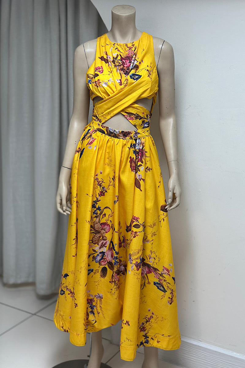 Floral Cut-Out Midi Dress
