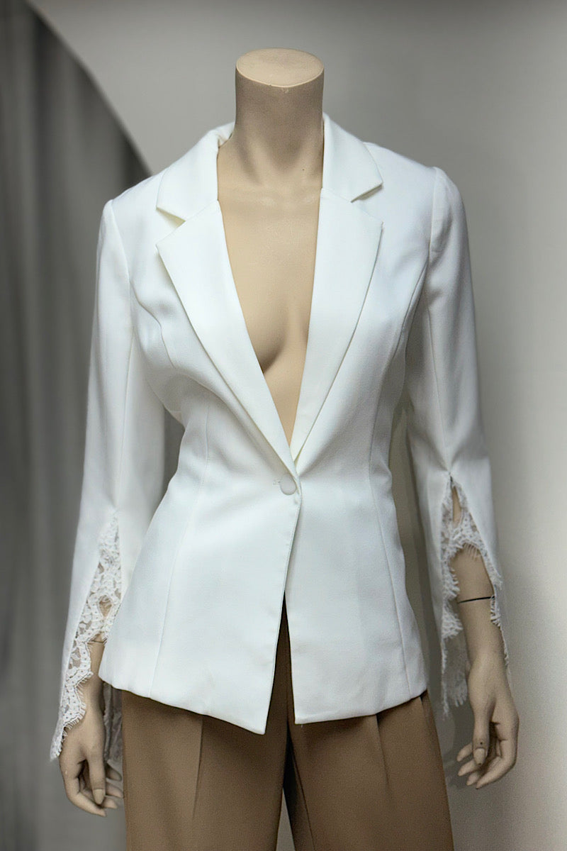 Lace Sleeve Tailored Blazer