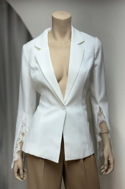 Lace Sleeve Tailored Blazer
