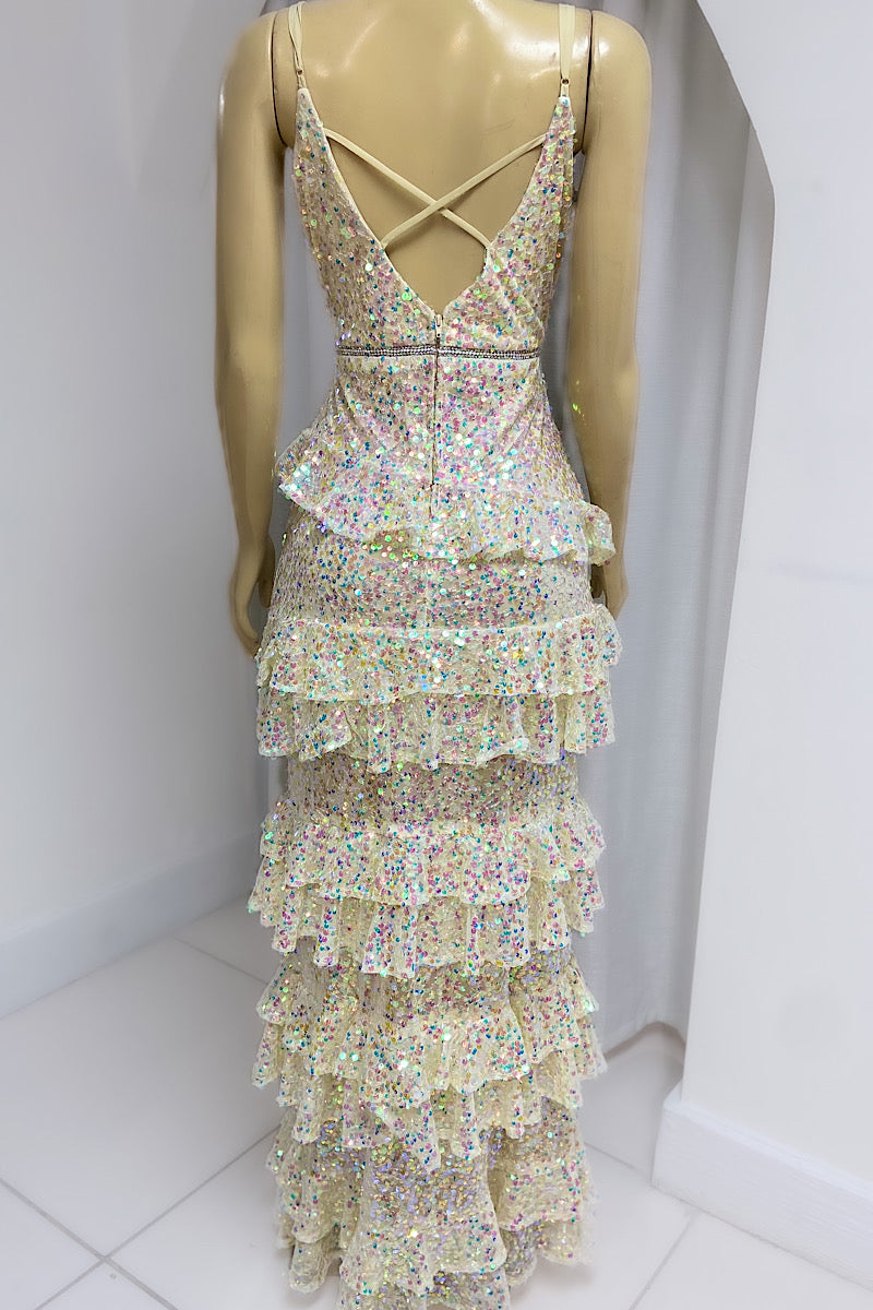 Yellow Iridescent Flounce Formal