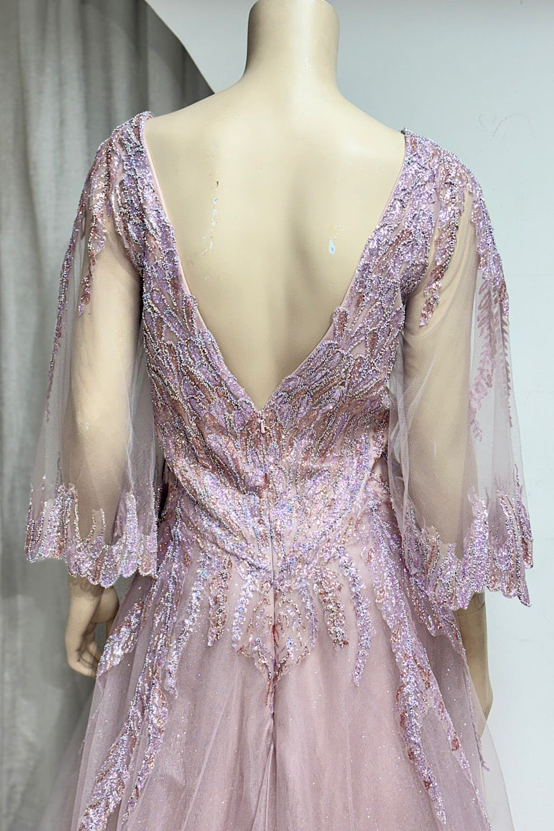 V-Neck Beaded Long Sleeve Formal