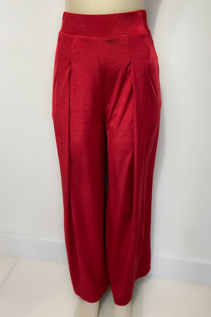 Shiny Wide Leg Flowy Pants