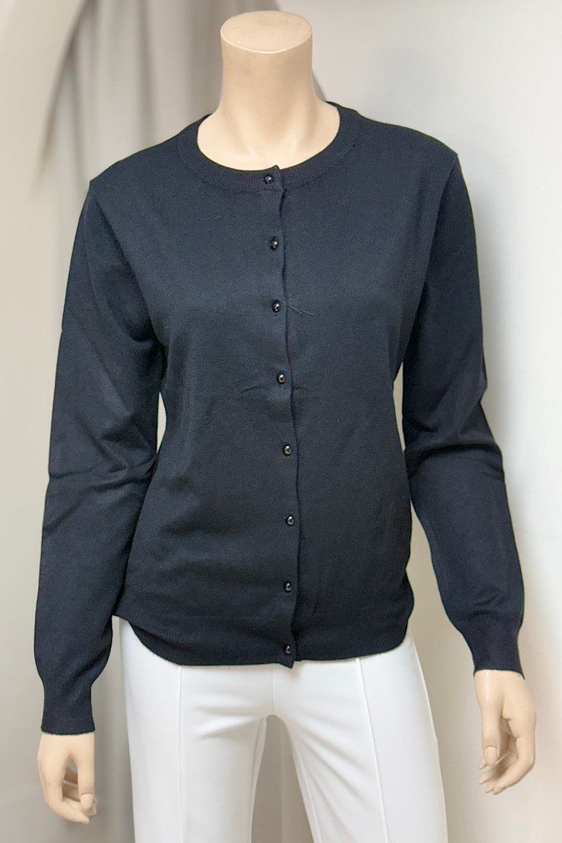 Round Neck Bubble Button Cardigan