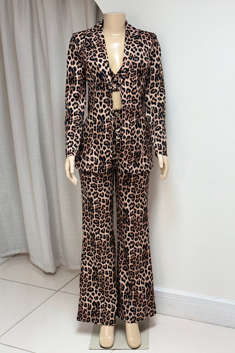 3 Piece Leopard Pant Suit