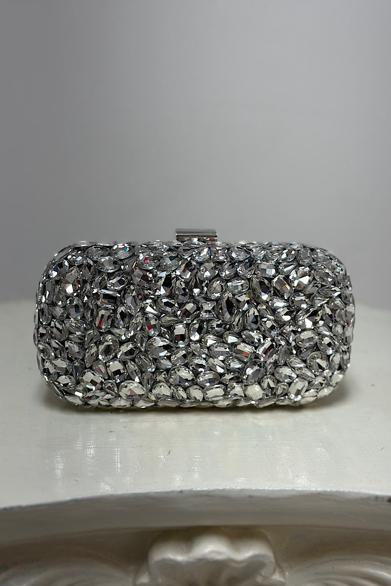 Rhinestone Embellished Oval Clutch