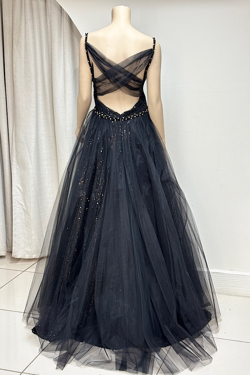Beaded Spaghetti Strap Tulle Formal