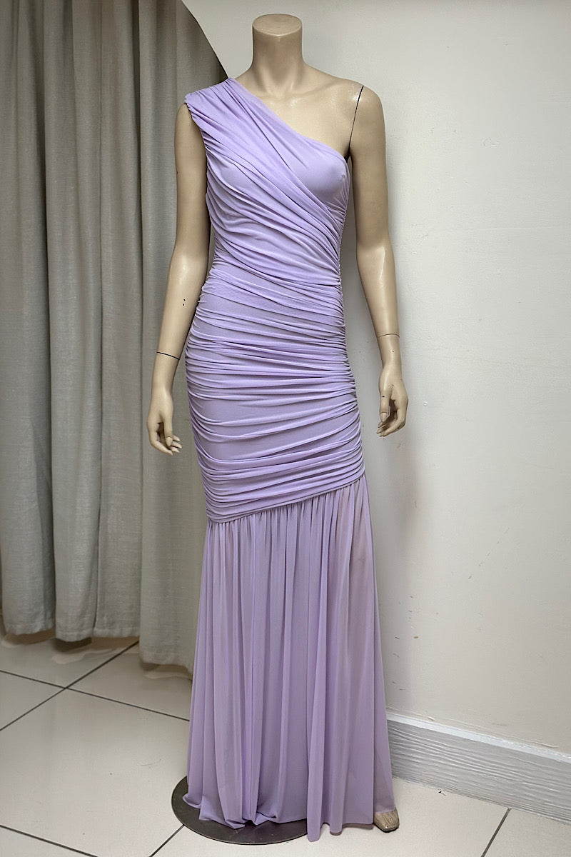 One Shoulder Mesh Maxi Dress
