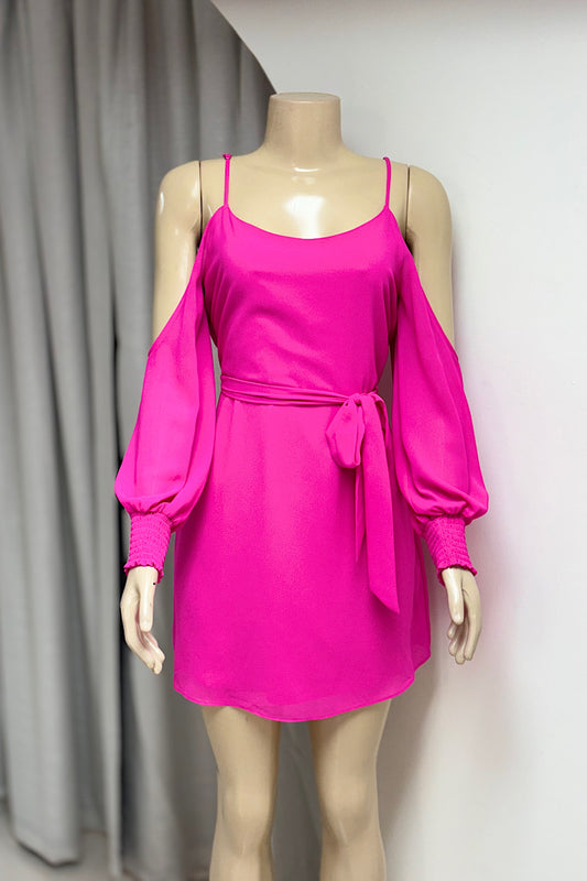 Short Cold Shoulder Pink Dress