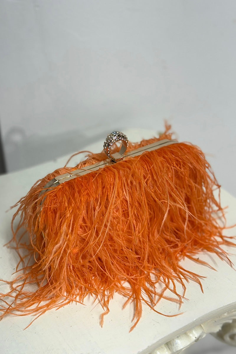 Rectangle Feather Ring Clutch