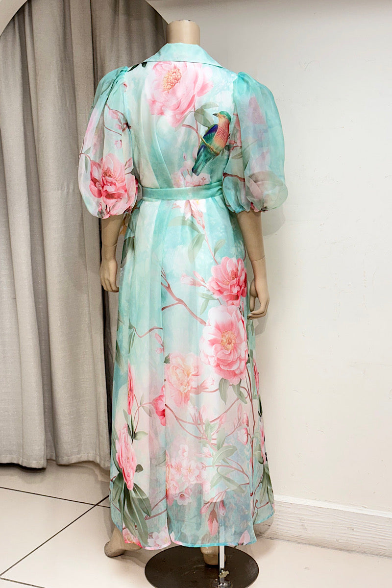 Floral Puff Sleeve Maxi Dress