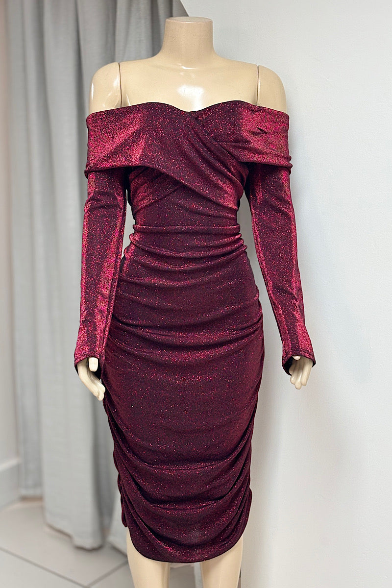 Burgundy Shimmer Curvy Dress