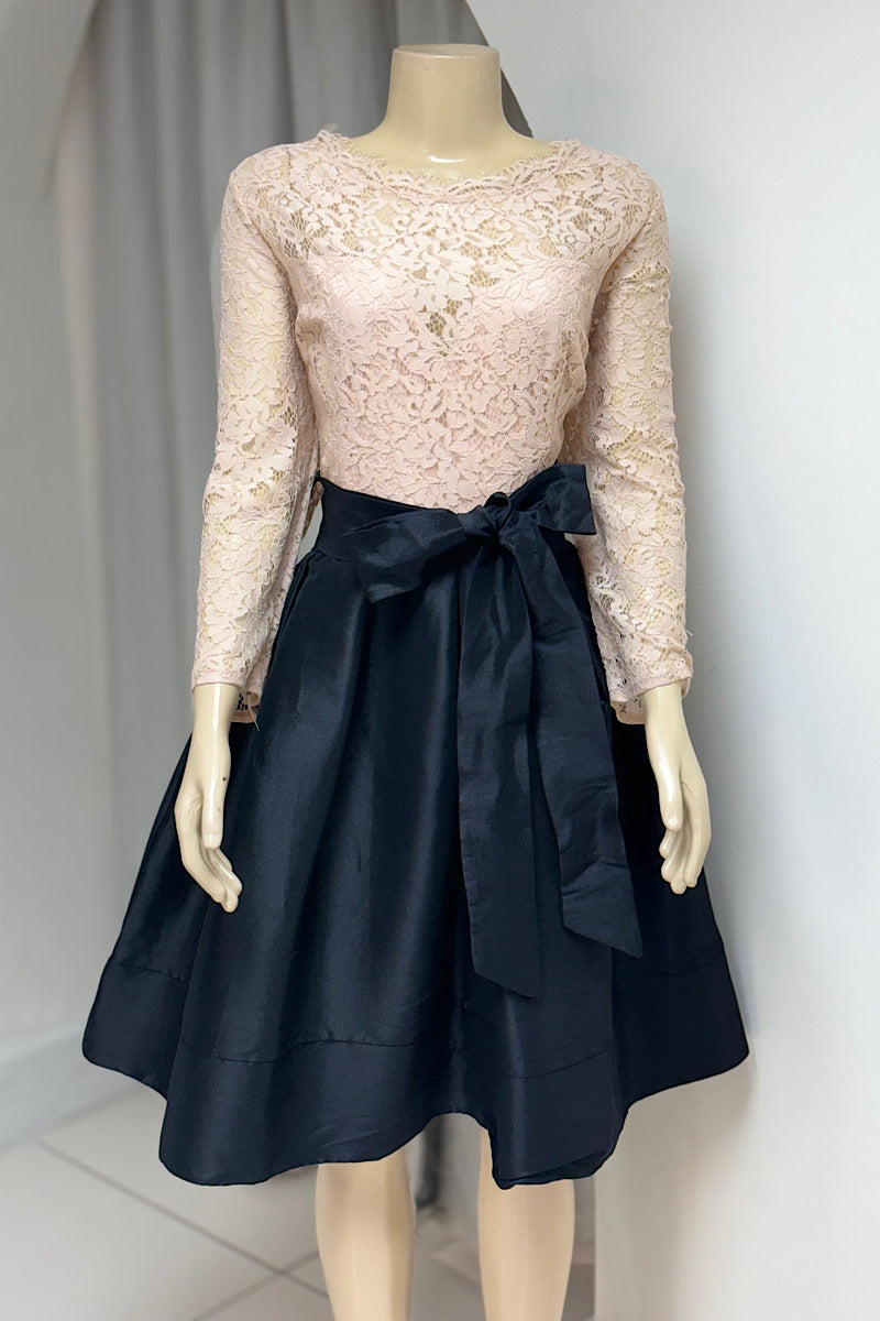 Curvy Lace Top Taffeta Dress