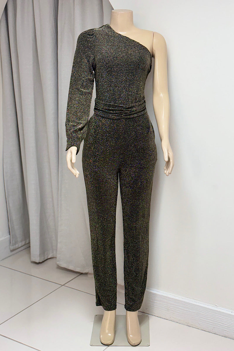 Glittery One Shoulder Jumpsuit