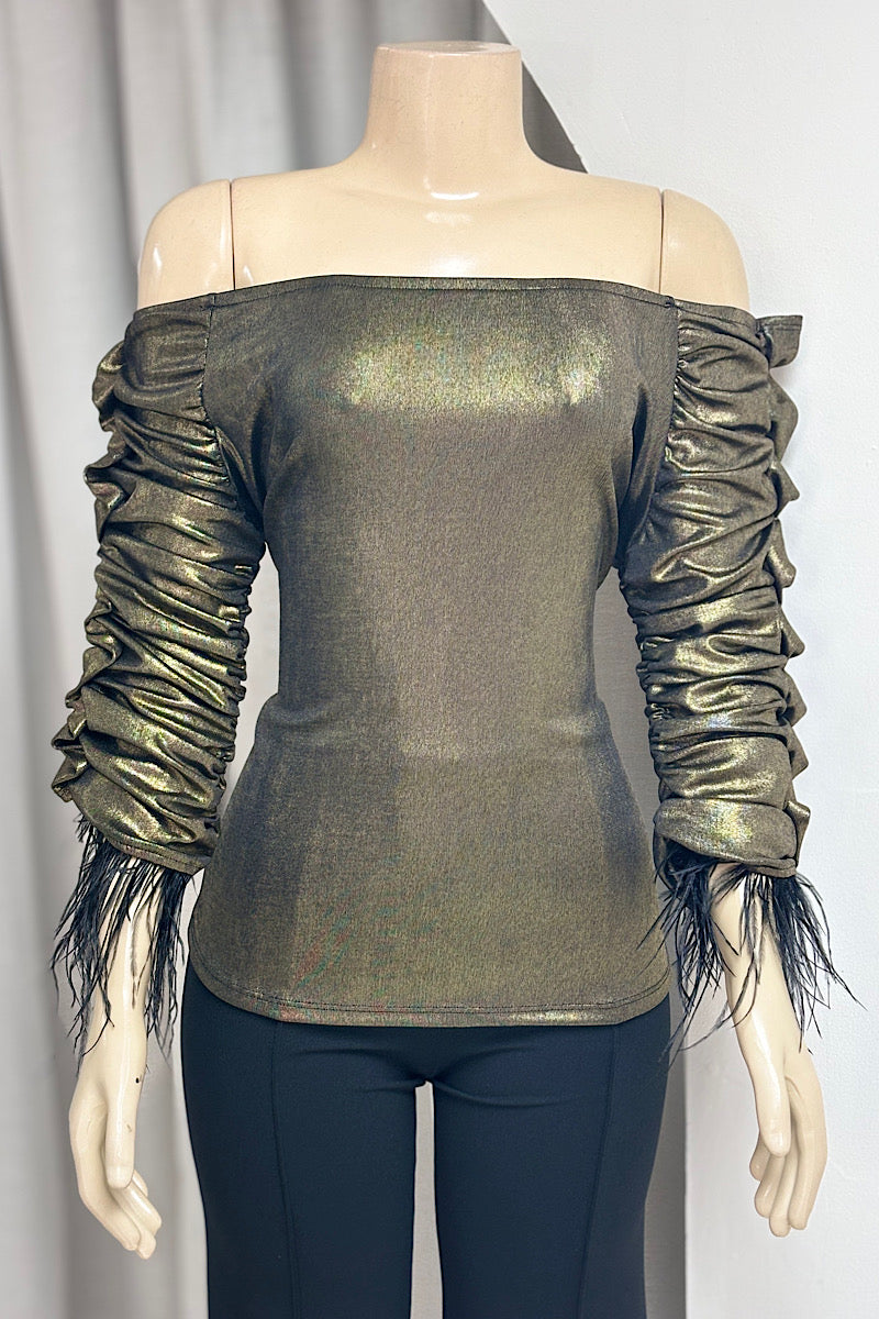 Curvy Ruched Sleeve Top
