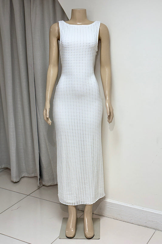 White Knitted Overlay Maxi