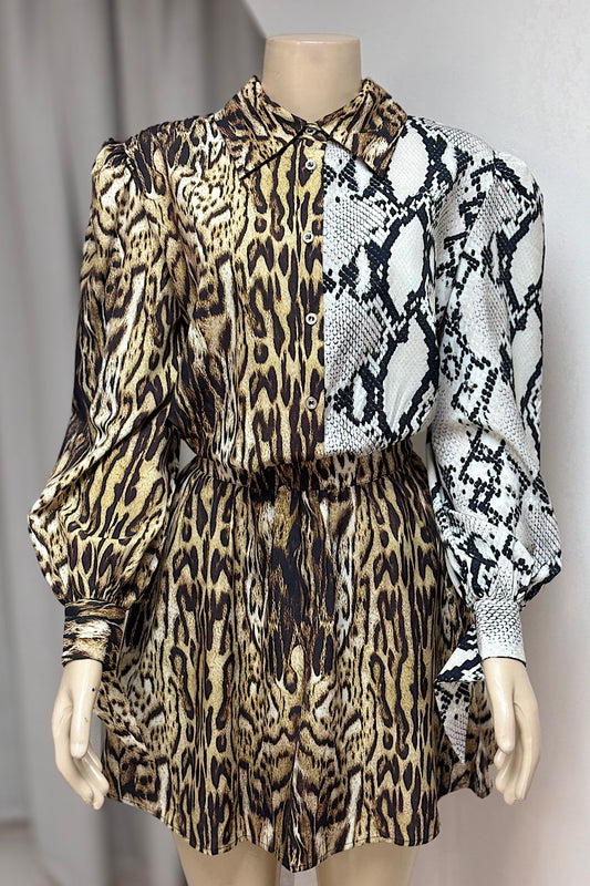 Mixed Print Flowy Mini Skirt Set