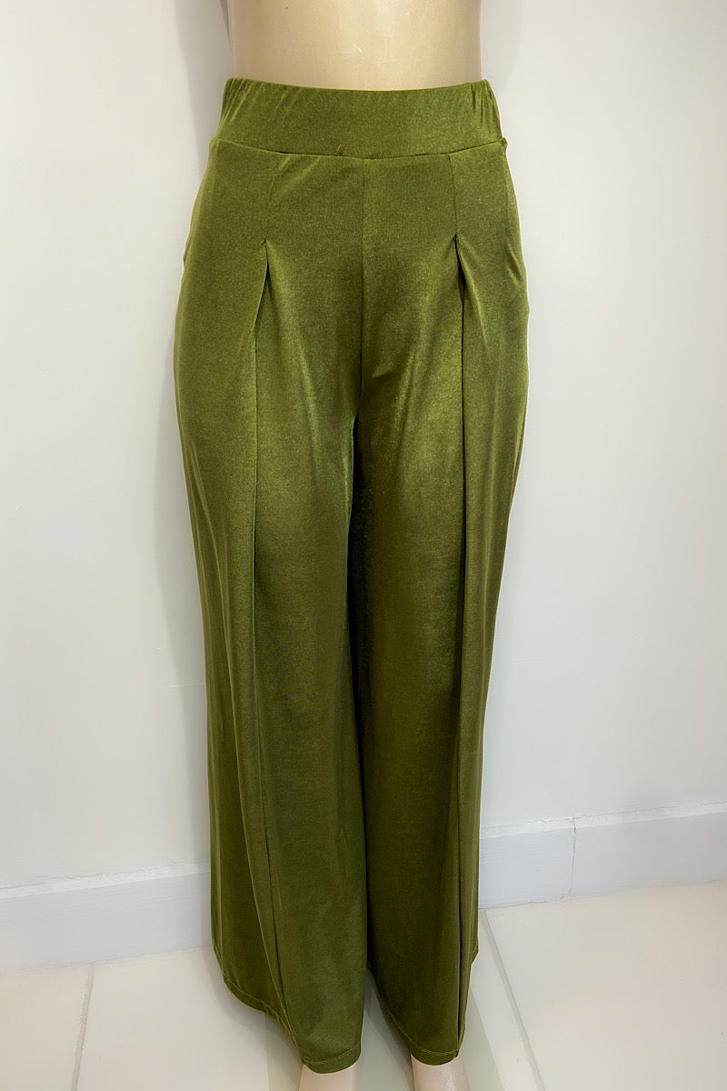 Shiny Wide Leg Flowy Pants