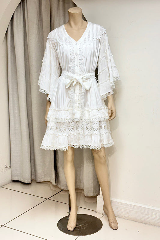 Floral Lace V-Neck Midi Dress