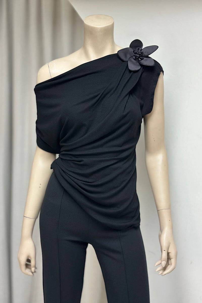 Wide Neckline Cowl Top