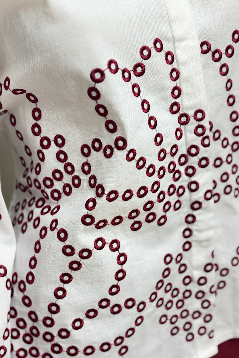 Embroidered Detail Collared Pant Set