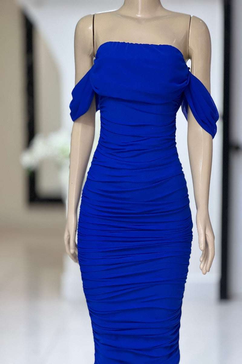 Ruched Fitted Mesh Dress