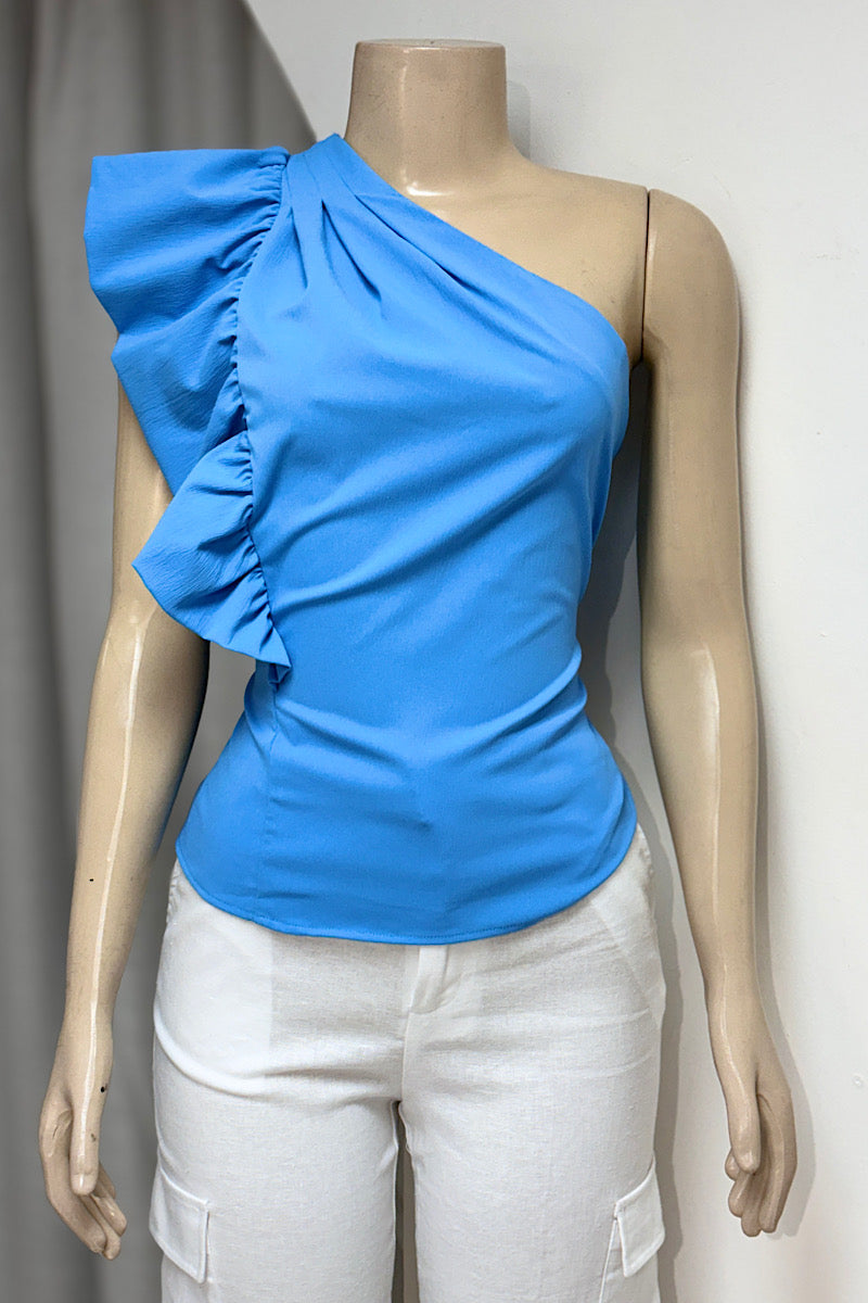 One Shoulder Ruffle Top