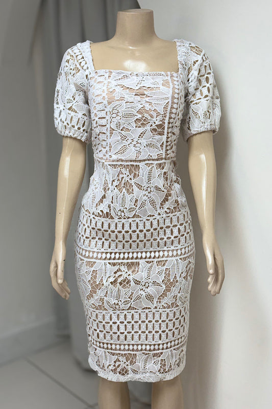 White Curvy Lace Dress