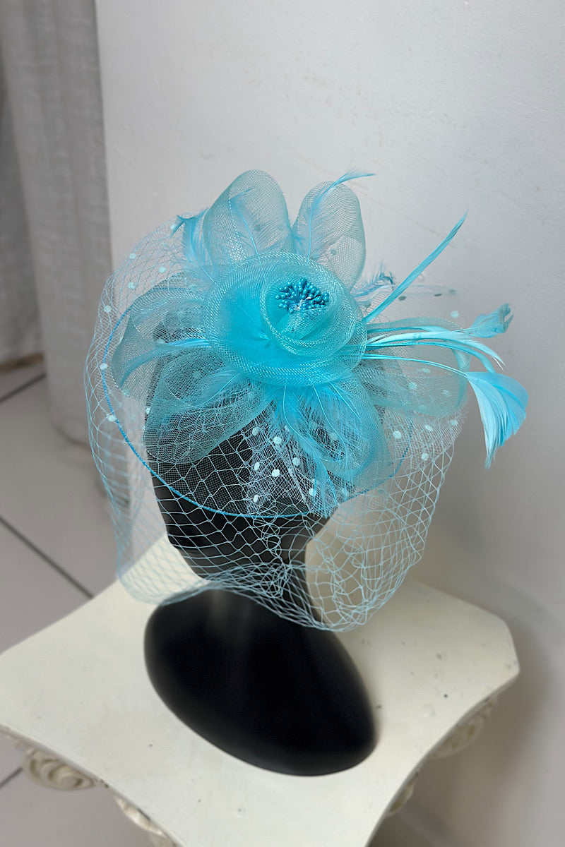 Polka Dot Rosette Netted Fascinator