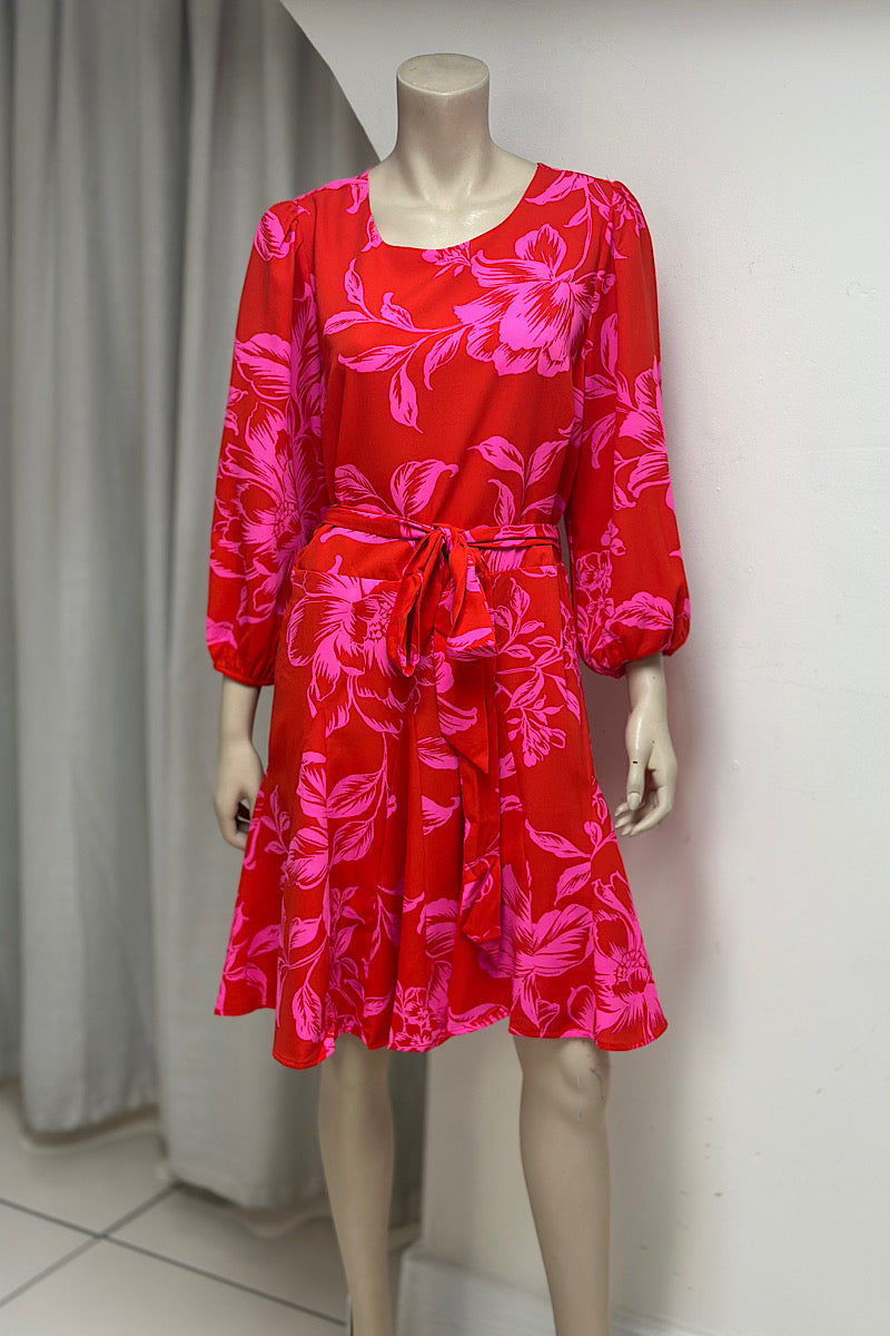 3-Quarter Sleeve Flowy Mini Dress