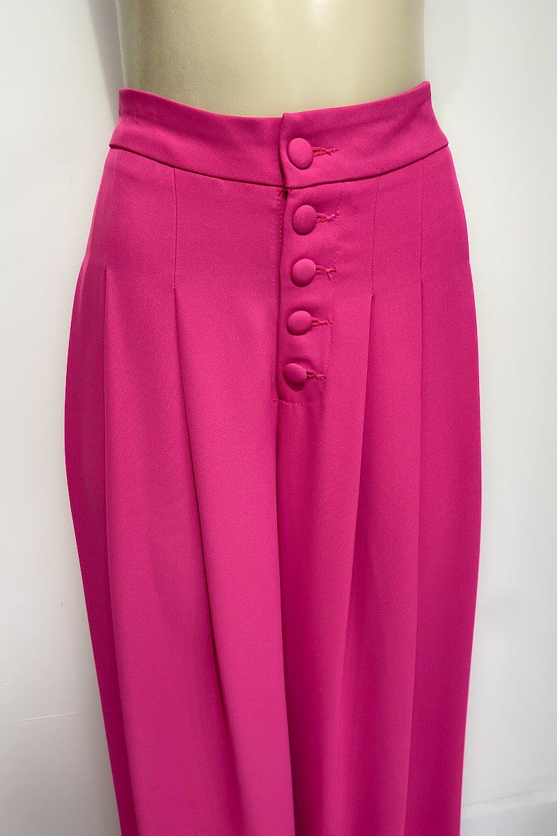 Curvy Wide Leg Button Pants