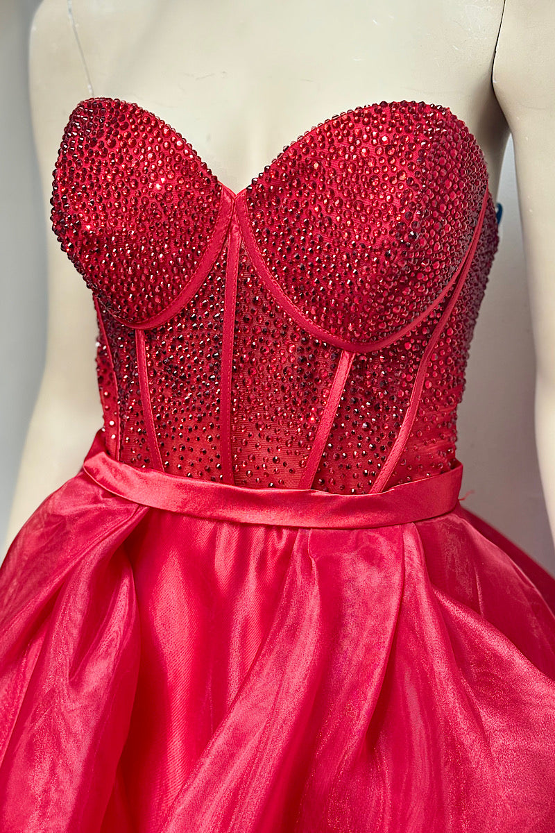 Studded Corset Top Layered Organza Formal