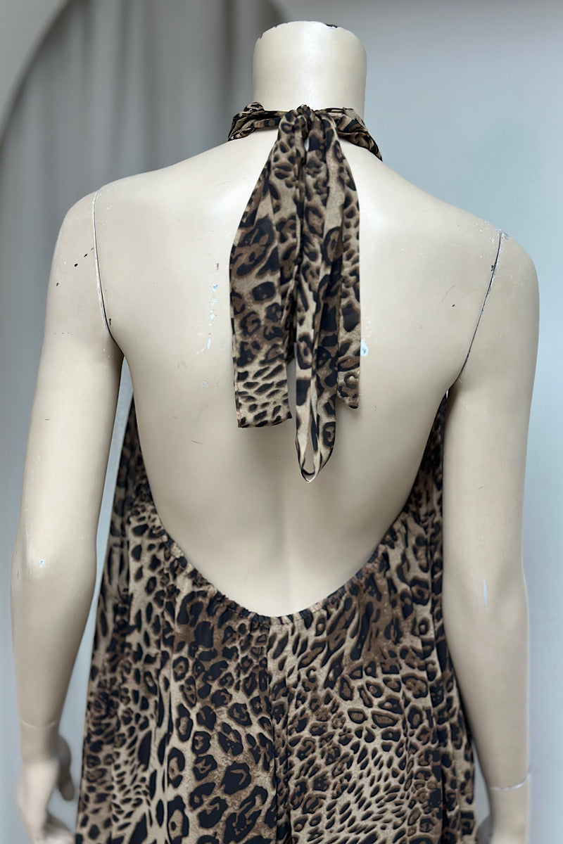 Leopard Print Halter Jumpsuit