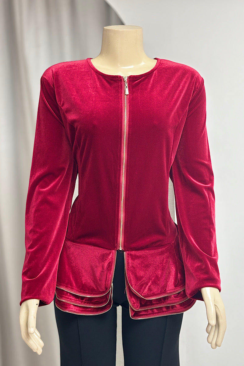 Curvy Cranberry Zipper Top