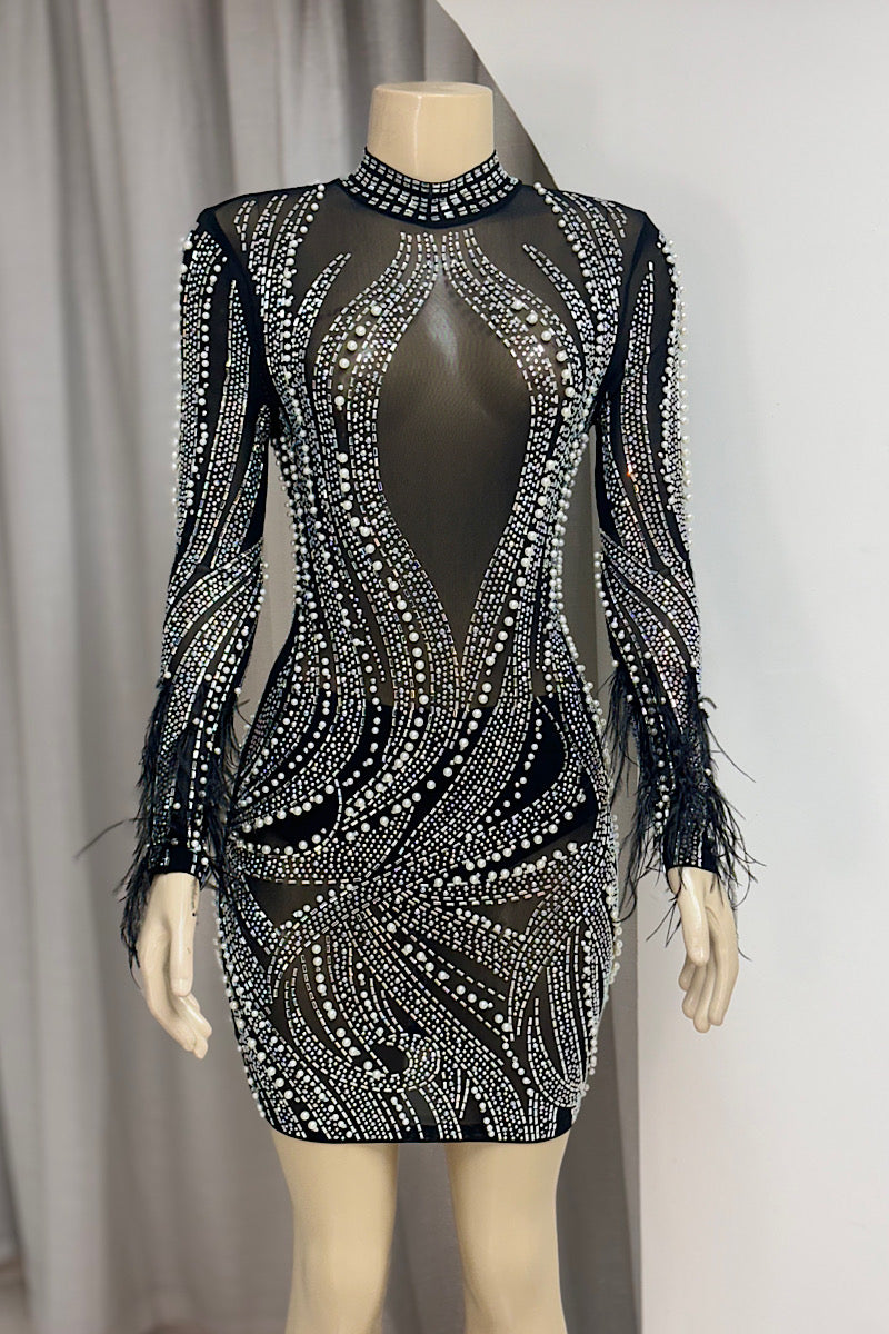 Black Bejeweled Bodycon